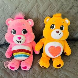 Care Bears Bundle - Plush - Cheer Bear & Tenderheart Bear-Glitter Bellies & Eyes